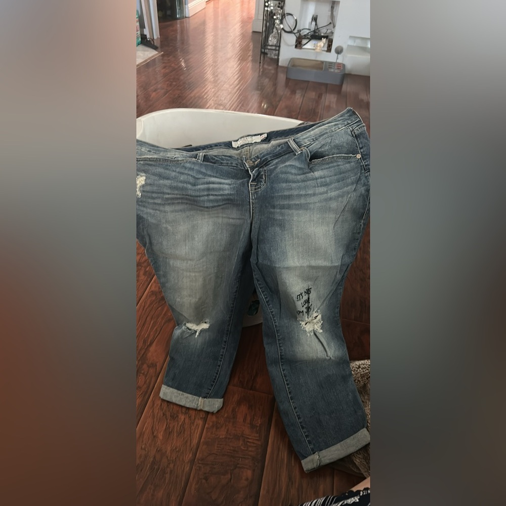 Torrid Blue Distressed Boyfriend Jeans runs bigger